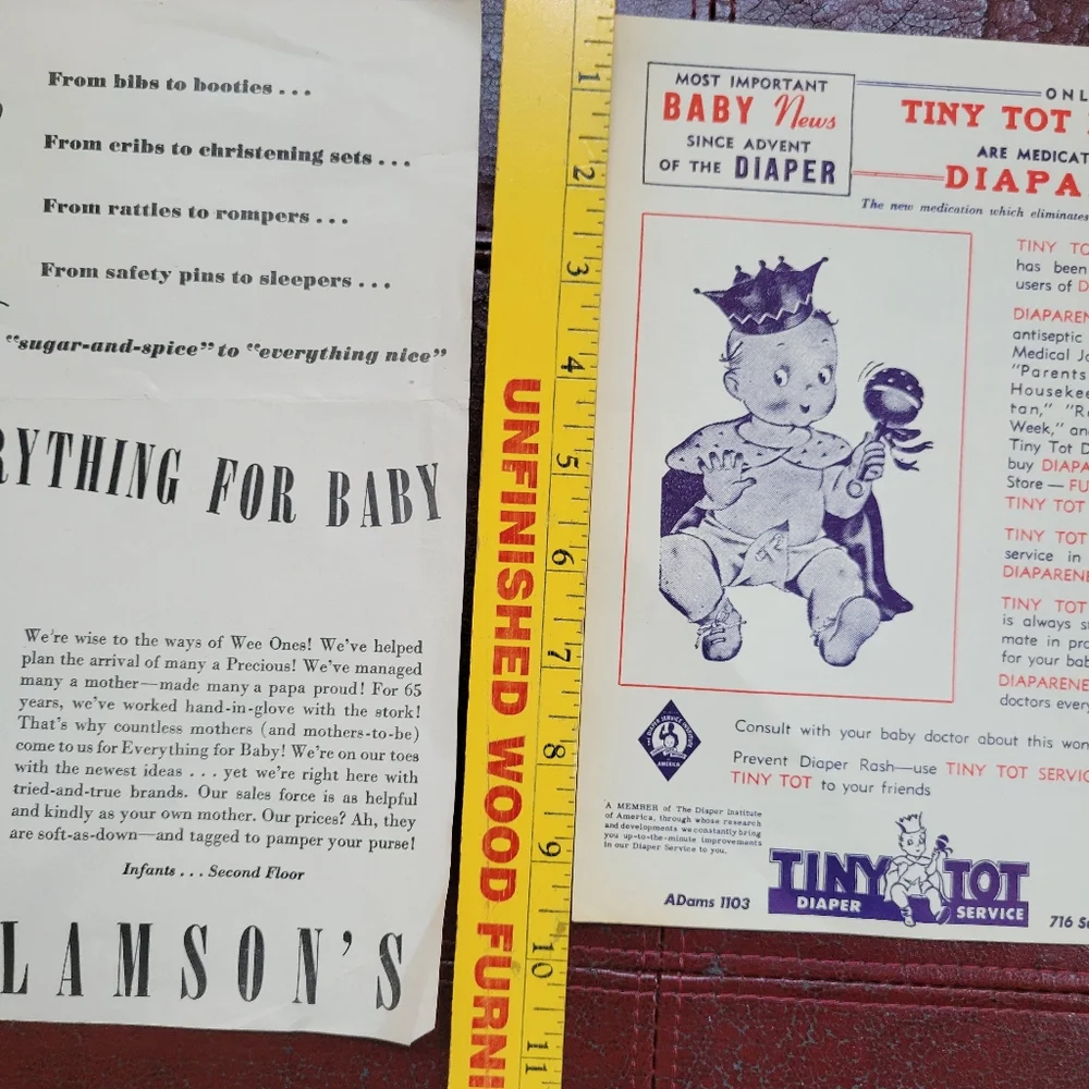 Vintage Baby Diaper Tiny Tot Ephemera ~ Baby Shower ~ Scrapbook ~ Crafts ~ FINAL